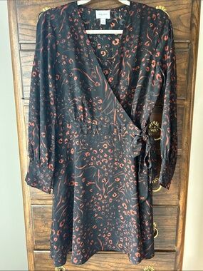 Nine West Black and Rust Wrap Dress, Size M